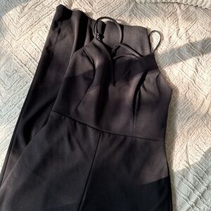 Windsor Black Pantsuit with Sleek Silhouette and Spaghetti Straps